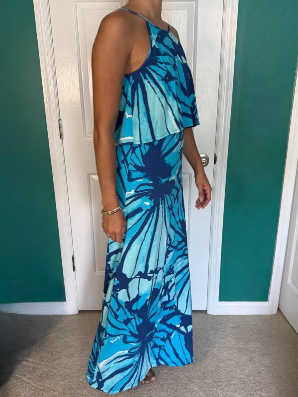 NWT Lilly Pulitzer Levine Maxi Dress Sparkling Blue Get Inky Print Size S